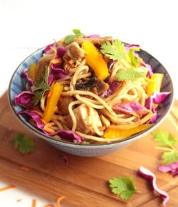 Chicken Chow Mein with Rainbow Vegetables