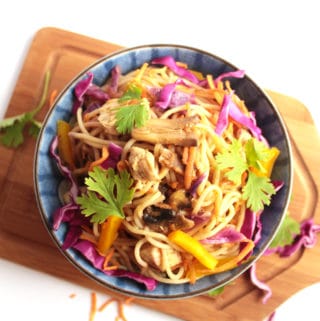 Chicken Chow Mein with Rainbow Vegetables