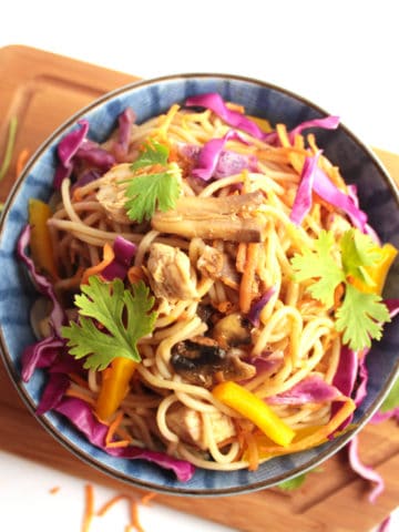 Chicken Chow Mein with Rainbow Vegetables