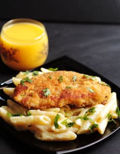 CrispyL emon Chicken with Creamy Garlic Penne Pasta