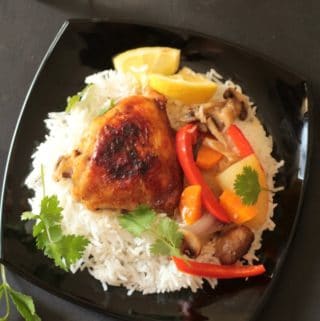 zero oil baked lemon chicken thighs & veggies4