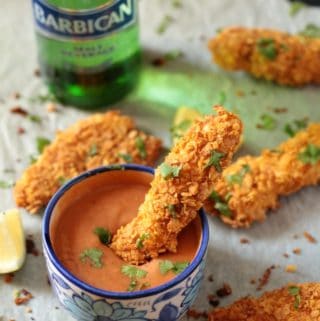 Crispy Baked Chicken Tenders with Garlic Mayo-BBQ Sauce