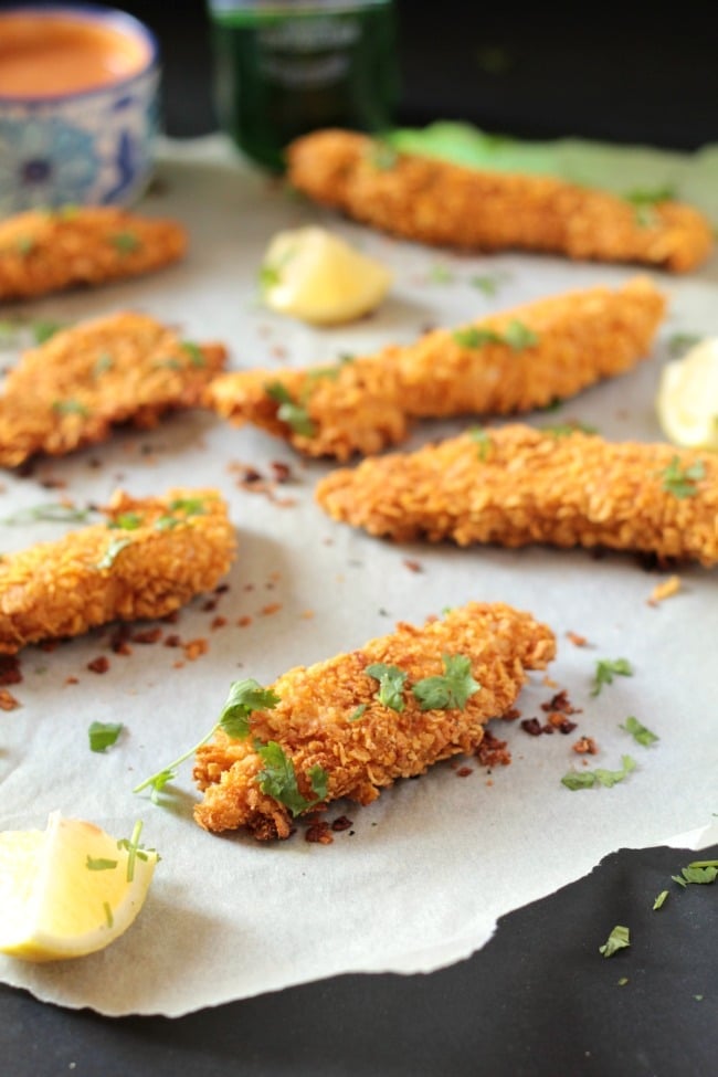 Crispy Baked Chicken Tenders with Garli Mayo BBQ Sauce