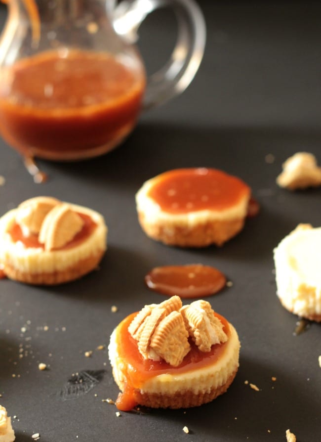 Golden Oreo Salted Caramel Mini Cheesecakes