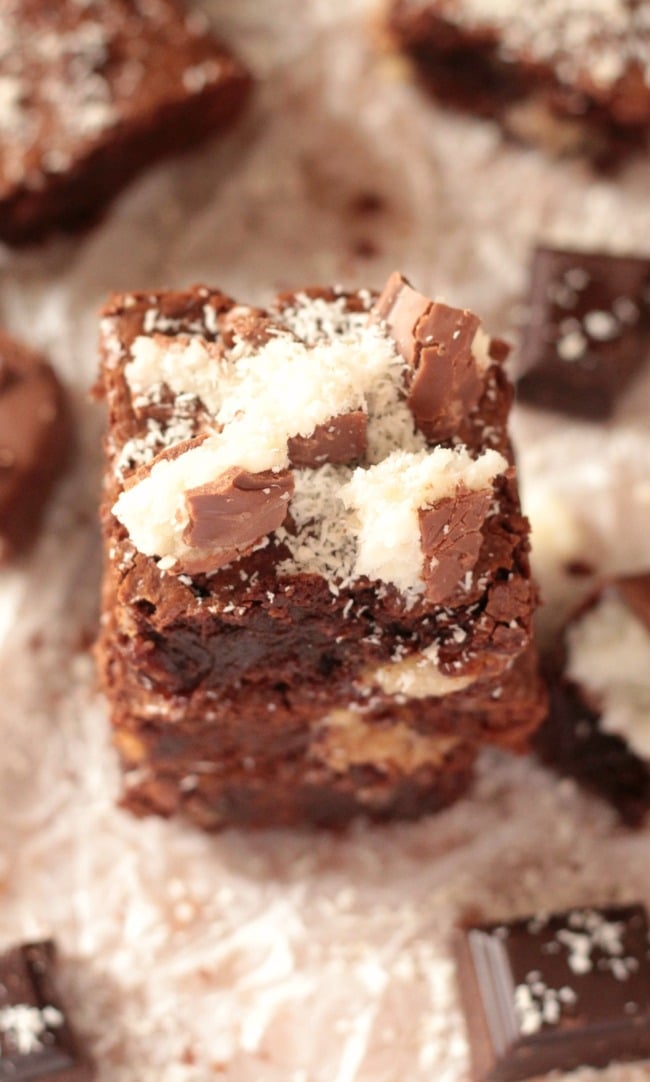 Chewy Coconut Stuffed Brownies