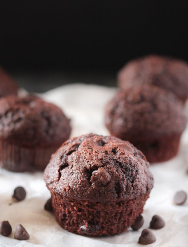 No Mixer Double Chocolate Muffins