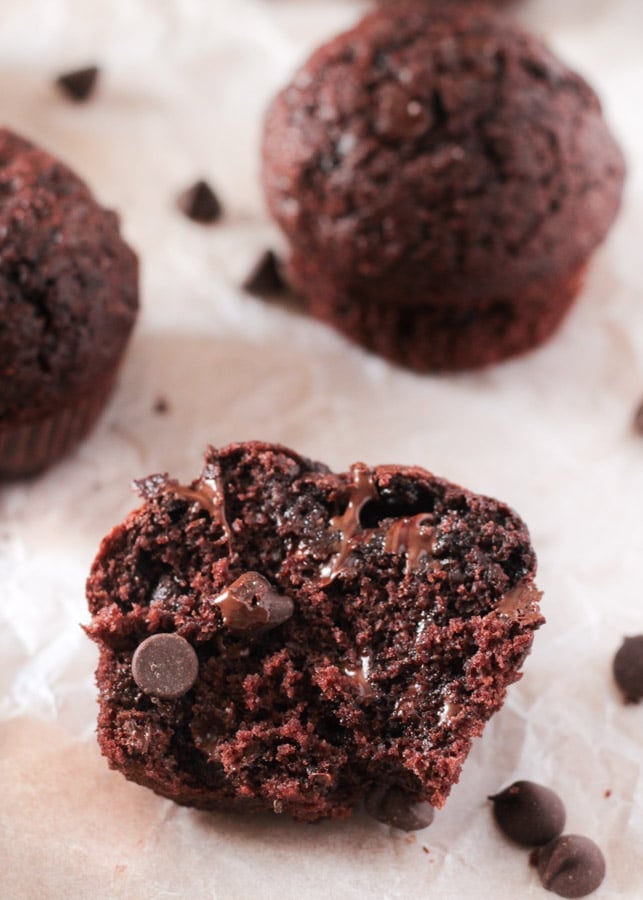 No Mixer Double Chocolate Muffins