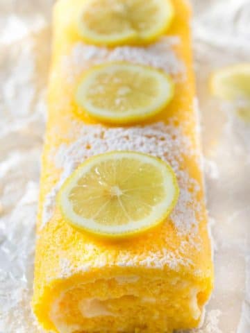 Lemon Swiss Roll with Lemon Cream Cheese Filling