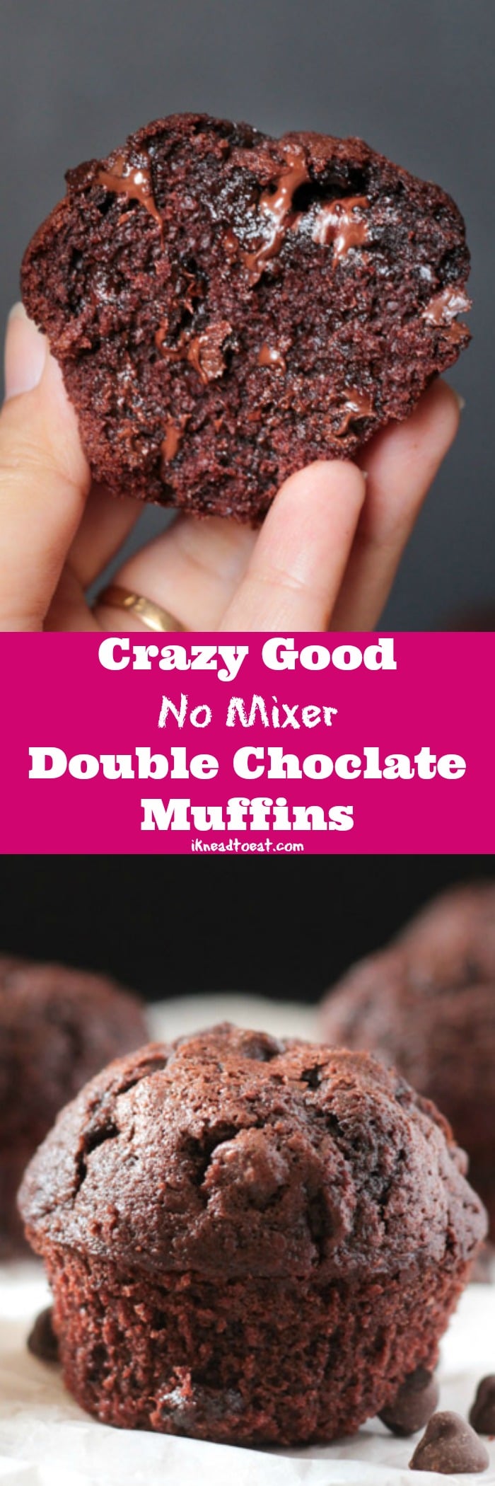 No Mixer Double Chocolate Muffins