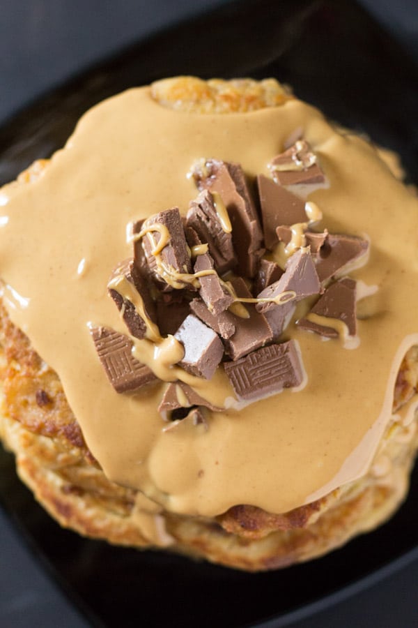 Peanut Butter Chocolate Chunk Oatmeal Pancakes