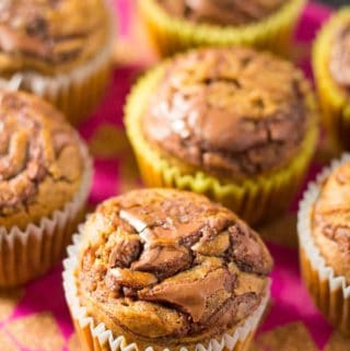 Super Moist Pumpkin Nutella Swirl Muffins