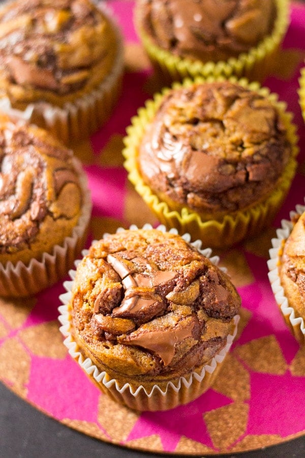 Super Moist Pumpkin Nutella Swirl Muffins