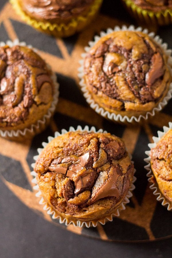 Super Moist Pumpkin Nutella Swirl Muffins