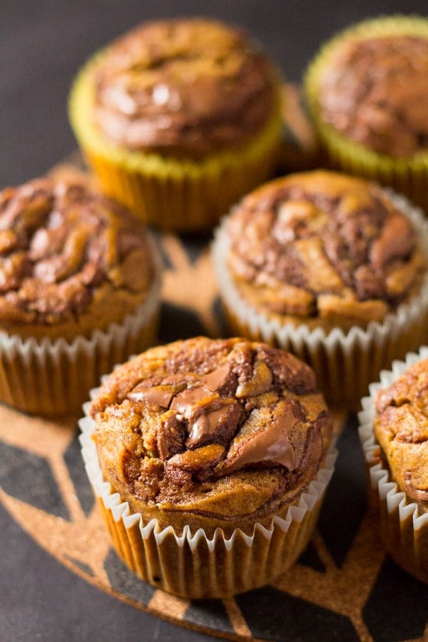 Super Moist Pumpkin Nutella Swirl Muffins