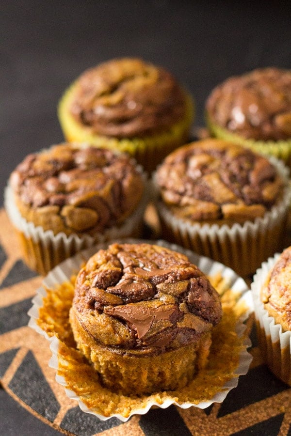 Super Moist Pumpkin Nutella Swirl Muffins