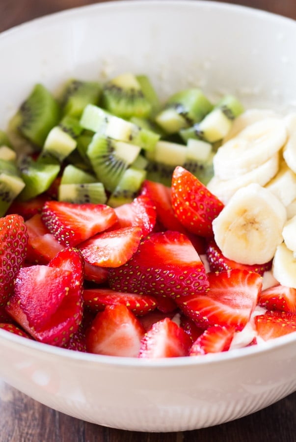 Strawberry Kiwi Cheesecake Salad
