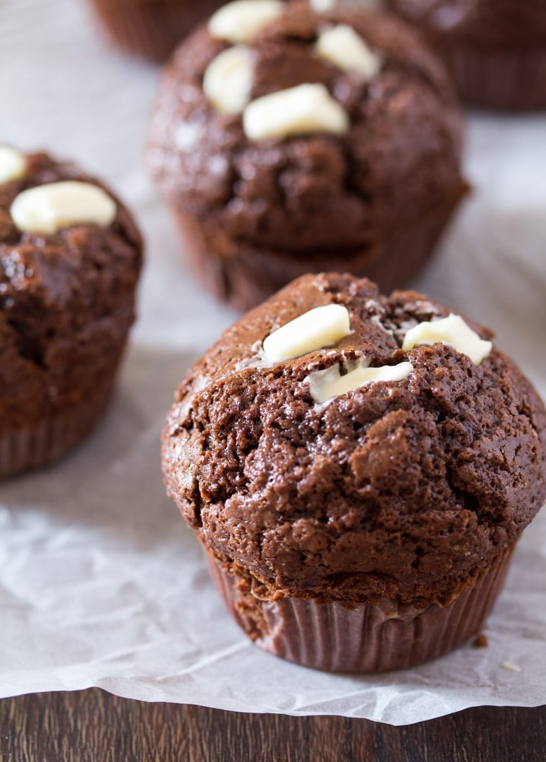 Cream Cheese Filled Chocolate Muffins | I Knead to Eat