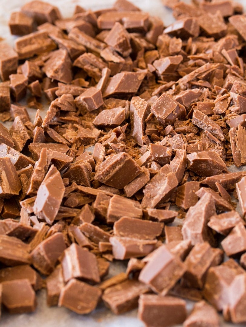 milk chocolate chopped into chocolate chunks