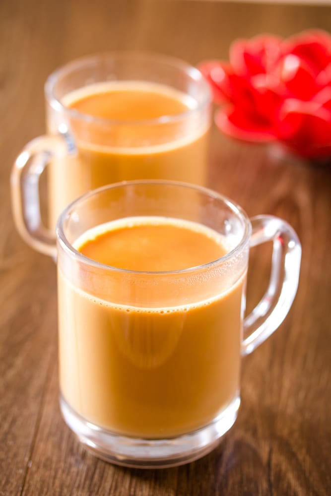 Karak Milk Chai with Chanak (tea Pot) Famous Indian Tea on White