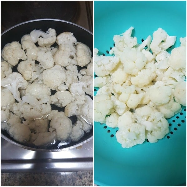 Blanching Cauliflower for Gobi Manchurian