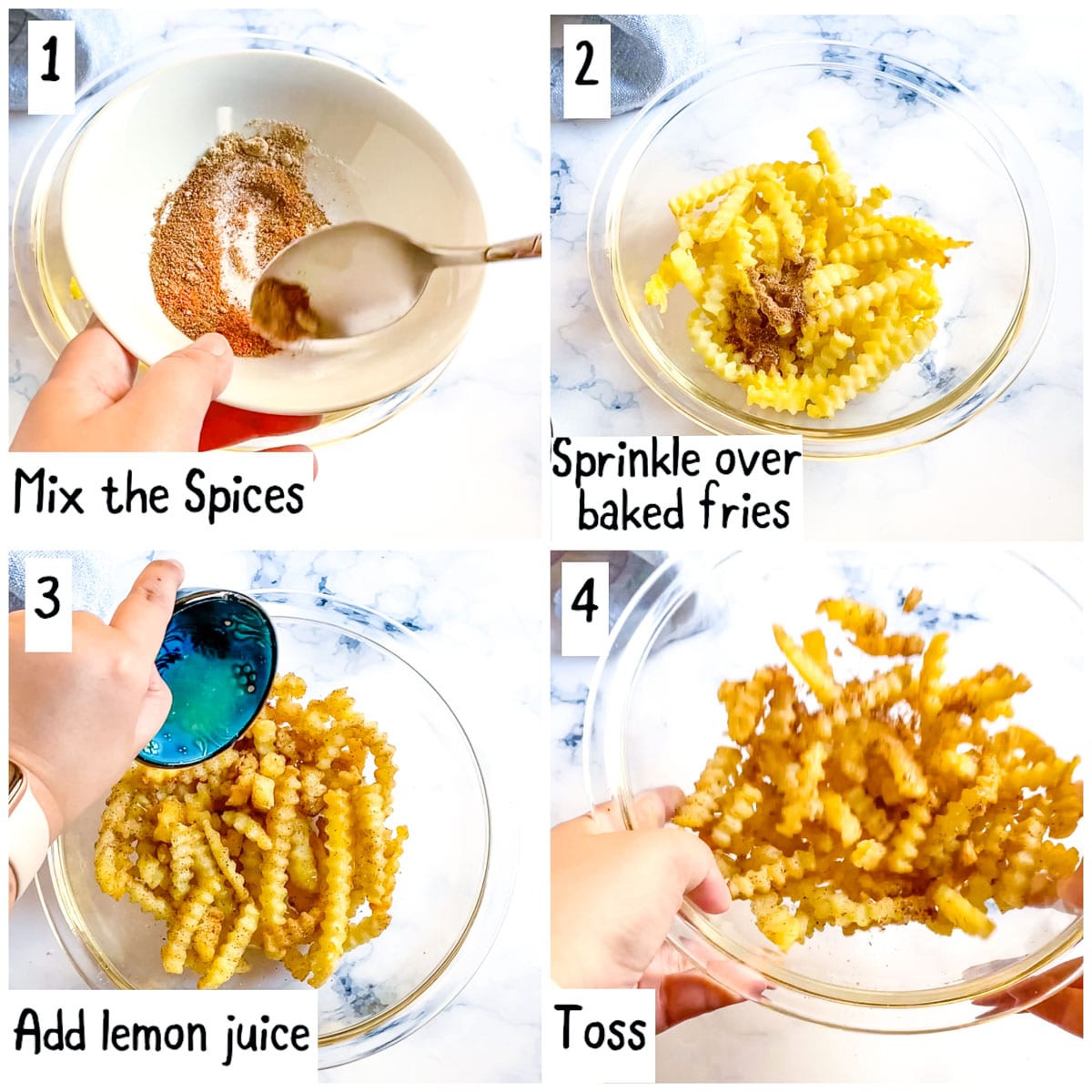 How to make masala french fries, step by step.