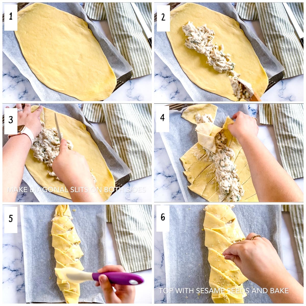 How to assemble the chicken bread.