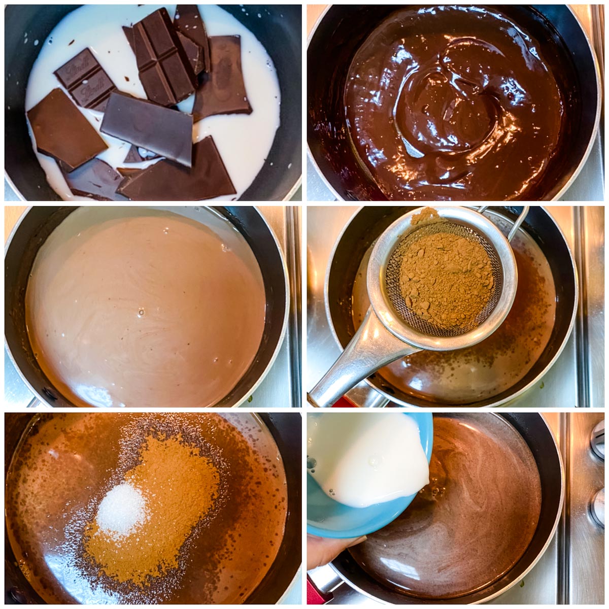 Step-by-Step photos making hot chocolate.