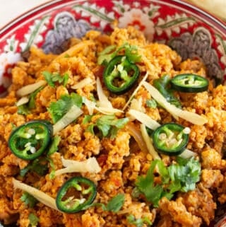 Chicken keema with jalepenos.