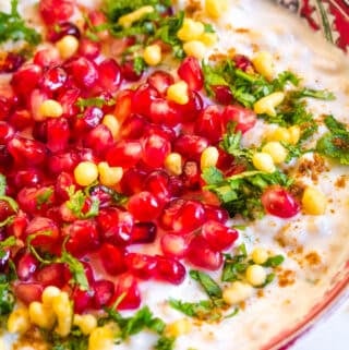 Close up of boondi raita