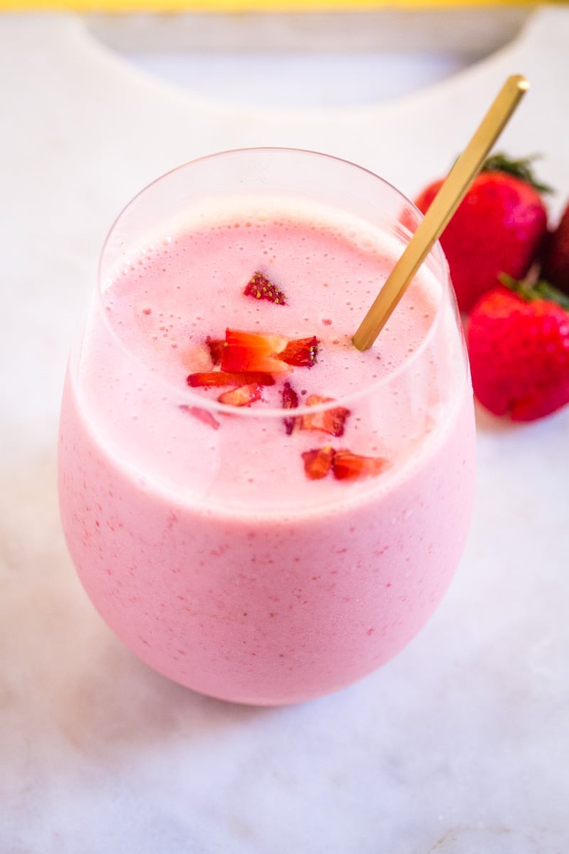 Strawberry colada with fresh strawberries