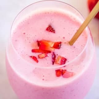 Strawberry colada in a chilled glass